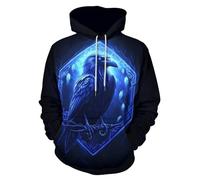 ENLACHIC Men's Viking Tattoo 3D Digital Print Hoodies Pullover Sweatshirt, Blue Viking Raven, 6XL