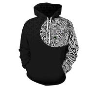 ENLACHIC Men's Viking Tattoo 3D Digital Print Hoodies Pullover Sweatshirt, Thor's Hammer, 4XL