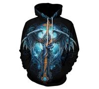 ENLACHIC Men's Viking Totem Hoodie 3D Digital Print Long Sleeve Pullover Sweatshirt Hoodies, Dragon Cross, 5XL