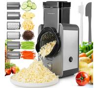 Enleber Electric Cheese Grater,Electric Salad Maker,Multi Grater, Fruit Cutter, Automatic Vegetable Chopper Slicer,Suitable for Cheese, Cucumber, Carrot, Onion, Nuts, Gray Black