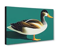 Enlightened Duck Canvas Print | Gallery Wrapped 30mm Frame Wall Art | 30x20 inches | Ready to Hang | Contemporary Bird Picture | Living Room Bedroom Lounge Office
