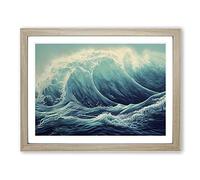 Enlightened Ocean Wave H1022 Framed Print for Living Room Bedroom Home Office Décor, Wall Art Picture Ready to Hang, Oak A4 Frame (34 x 25 cm)