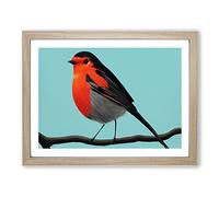 Enlightened Robin Bird H1022 Framed Print for Living Room Bedroom Home Office Décor, Wall Art Picture Ready to Hang, Oak A3 Frame (46 x 34 cm)