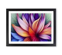 Enlightening Modern Flower Art Abstract Framed Print | A2 Black Framed Wall Art | Ready to Hang | Abstract Floral Picture | Living Room Bedroom Lounge Office