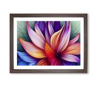 Enlightening Modern Flower Art Abstract Framed Wall Art Print A2 Walnut
