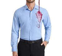 Enlision Blue Shirt Men Long Sleeve Stain Shield Stretch Non Iron Button Down Formal Dress Shirts Smart Casual Business Office with Pocket, 3XL