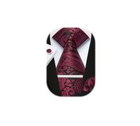 Enlision Burgundy Ties for Mens Paisley Tie and Pocket Square Set Cufflinks Ties