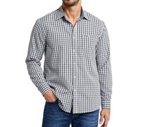 Enlision Checked Shirt Mens Black and White Long Sleeve Plaid Check Shirts for Men UK Contrast Collar Gingham Tartan Regular Fit with Pocket for Formal Business Office S