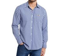 Enlision Checked Shirt Mens Blue and White Long Sleeve Plaid Check Shirts for Men UK Contrast Collar Gingham Tartan Regular Fit with Pocket for Formal Business Office S