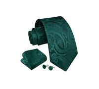 Enlision Dark Green Ties for Men Paisley Tie and Pocket Square Cufflink Set Formal for Business Work Dating
