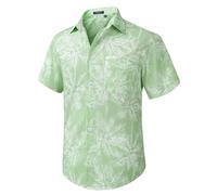 Enlision Funky Hawaiian Shirt for Men Casual Short Sleeve Beach Palm Tree Print Summer Aloha Hawaii Shirt Button Down Shirts for Holiday Unisex Sage Green 2XL