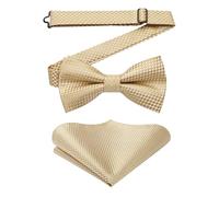 Enlision Gold Bow Tie for Men Pre-tied Bow Tie and Pocket Square Set Formal Classic Bowtie and Handkerchief Adjustable Dickie Bowties for Banquets Date Night