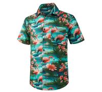 Enlision Hawaiian Shirt for Men Funky Short Sleeve Casual Button Down Summer Aloha Hawaii Shirt Beach Surf Holiday Flowers Palm Tree Print Shirts Unisex Green 3XL