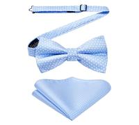 Enlision Light Blue Bow Tie for Men Pre-tied Bow Tie and Pocket Square Set Formal Classic Bowtie and Handkerchief Adjustable Dickie Groom Bowties for Wedding Party Banquets