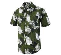 Enlision Men Hawaiian Shirts Green Funky Summer Short Sleeve Aloha Printed Hawaii Top with Pocket S