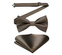 Enlision Mens Brown Bow Tie Pre-tied Bow Tie and Pocket Square Set Formal Classic Bowtie and Handkerchief Adjustable Dickie Groom Bowties for Wedding Party Date Night