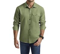 Enlision Mens Casual Shirts Long Sleeve Green No Iron Shirt for Work with Pocket 4XL