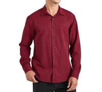 Enlision Mens Checked Shirt Long Sleeve Plaid Work Shirts for Men Smart Casual Button Down Tartan Lumberjack Top with Pocket Regular Fit, Red and Black, XXL