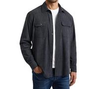 Enlision Mens Corduroy Shirt Casual Button Down Shacket with Flap Pockets Retro Trucker Style Top Soft Touch Long Sleeve Blouse Spring Autumn Dark Grey M