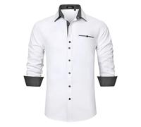 Enlision Men's Dress Shirts Long Sleeve Formal Shirt Regular Fit Casual Button Up Shirts White XL