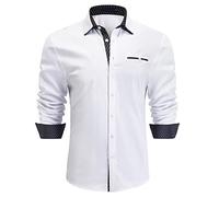 Enlision Men's Dress Shirts Long Sleeve White Shirt Regular Fit Business Button Up Casual Shirts for Mens L