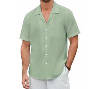 Enlision Mens Green Shirt Short Sleeve Casual Summer Beach Shirts for Men Regular Fit Button Down Shirt with Pocket M