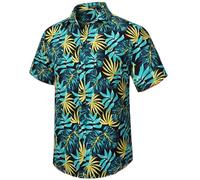 Enlision Mens Hawaiian Shirts Short Sleeve Summer Hawaiian Shirts for Men UK Tropical Floral Hawaii Shirts Funny with Pocket for Casual Party Holiday L