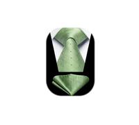 Enlision Men's Light Green Ties and Pocket Square Set - Plaid Check Business Formal Wedding Necktie Handkerchief Gift Set