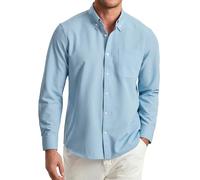Enlision Mens Long Sleeve Shirt Casual Button Down Wrinkle Free Denim Shirts for Men Non Iron Business Shirt with Pocket,4XL, Light Blue