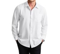 Enlision Mens Long Sleeve White Shirt Casual Button Down Wrinkle Free Denim Shirts for Men Non Iron Business Shirt with Pocket,4XL, White