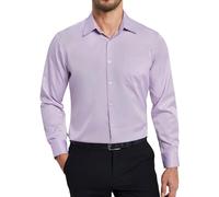 Enlision Mens Purple Long Sleeve Dress Shirt 4-Way Stretch Non Iron Button Down Shirts Wrinkle Free for Men Business Formal Regular Fit with Pocket M
