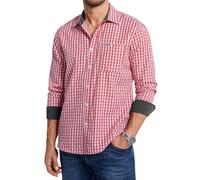 Enlision Mens Red and White Checked Shirts Long Sleeve Casual Small Check Gingham Shirt Mens Chequered Plaid Tartan Top with Contrast Spread Collar for Famliy Holiday XXL