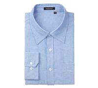 Enlision Mens Striped Shirts Long Sleeve Blue and White Stripe Casual Smart Shirts for Men Oxford Loose Fit for Daily Dating 3XL
