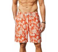 Enlision Mens Swimming Shorts 7.5" Summer Beach Bermuda Long Swim Trunks Men Quick Dry Casual Holiday Hawaiian Boardshorts Tropical Patterned Short Pants with Mesh Lining Pockets S-3XL