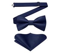 Enlision Navy Blue Bow Ties for Men Pre-tied Bow Tie and Pocket Square Set Formal Classic Bowtie and Handkerchief Adjustable Dickie Bowties for Wedding Party Banquet