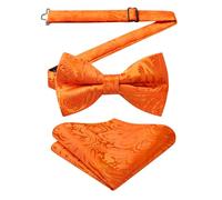 Enlision Orange Bow Tie Adjustable Tuxedo Bow Ties and Pocket Square Set for Wedding Formal