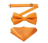 Enlision Orange Bow Ties for Men Pre Tied Bow Tie and Pocket Square Set for Formal Festival Party Wedding Solid Color
