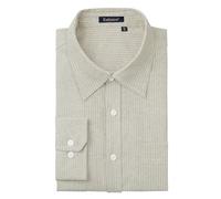 Enlision Oxford Shirts for Men Adult Smart Casual Beige and White Pinstripe Shirts Men Button Down Regular Fit for Spring Autumn M
