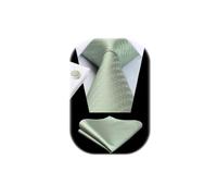 Enlision Sage Green Ties for Men Wedding Tie and Pocket Square Cufflinks Set Herringbone Light Green Necktie with Handkerchief Party Formal