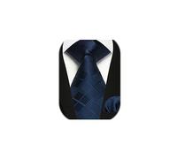 Enlision Ties for Men Wedding Check Plaid Tie and Pocket Square Set Men's Necktie with Handkerchief For Formal Business