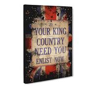 Enlist Now Vintage War Poster Modern Cb Canvas Wall Art Print Ready to Hang, Framed Picture for Living Room Bedroom Home Office Décor, 30x20 Inch (76x50 cm)