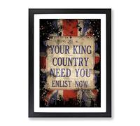 Enlist Now Vintage War Poster Modern Cb Framed Print | A4 Black Framed Wall Art | Ready to Hang | Classic Nature Picture | Living Room Bedroom Lounge Office
