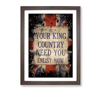 Enlist Now Vintage War Poster Modern Cb Framed Print | A4 Walnut Framed Wall Art | Ready to Hang | Classic Nature Picture | Living Room Bedroom Lounge Office