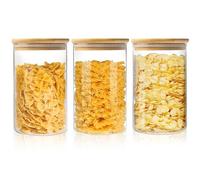 ENLOY Glass Food Storage Jars 32 OZ Set of 3, 3 Pack Airtight Food Storage Jar with Bamboo Lid, Clear Food Canisters for Nuts, Coffee Beans, Sugar, Flour, Snacks, Spice and More (950ml)