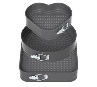 ENLOY Springform Cake Pan Set of 3, Multi-Shape, Non-Stick, Leakproof, Removable Bottom, Grey, 7.5/8.5/9.5 Inch, 2.75 Inch Height, Oven Safe, Dishwasher Safe