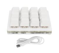 Enlybee 12 Key Mechanical Gaming Keyboard One Handed USB Mini Macro LED Keypad with Hot Swappable Red Switch, ABS White for Professional Gamers