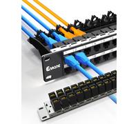 Enmane 1U 48 Port Patch Panel Cat6 RJ45 Passthrough Patch Panel (EC Listed) UTP with Smart Cable Management for 19inch Rackmount
