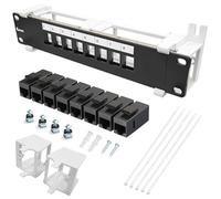 Enmane 48 Port Patch Panel Cat6 Keystone Jack 90° Angled Ethernet Punch Down for Rackmount 1U 19inch Network Patch Panel with Cable Support Bar