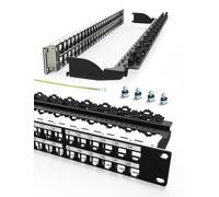 Enmane 48Port Blank Keystone Patch Panel Rackmount&Wall Mount 1U 19-inch Network RJ45 Patch Panel with Cable Management (No Cable Tie Required) for Gigabit Network
