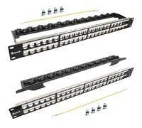 Enmane 48Port Blank Keystone Patch Panel Rackmount&Wall Mount 1U 19-inch Network with Cable Management RJ45 Keystone Patch Panel for Gigabit Network(2pack)